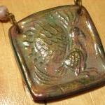 Peacock necklace polymer cl..