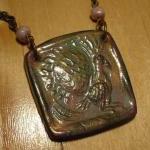 Peacock necklace polymer cl..