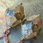 Beaded earrings, Antiqued c..