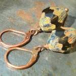 Beaded earrings, Antiqued c..