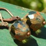 Beaded earrings, Antiqued c..